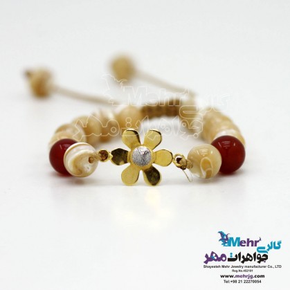 Gold and Stone Bracelet - Jasmine Flower Design-SB0396